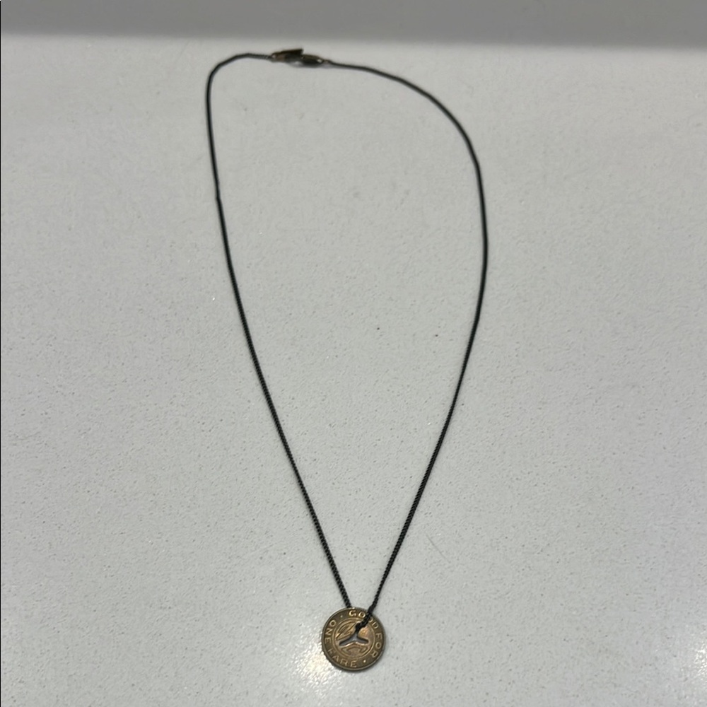 Gold Pendant Necklace on Black Cord